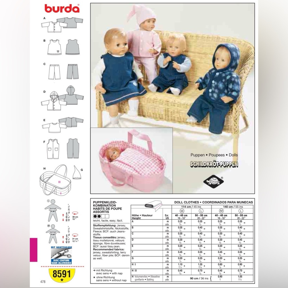 🪡 BURDA Doll Clothing and Carrying Bag Sewing Pattern